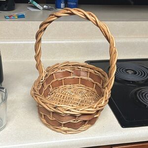 Woven Basket with Handle - Brown